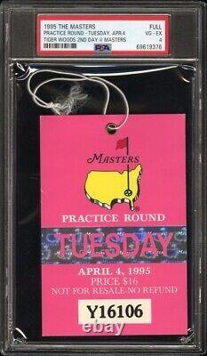 1995 The Masters Augusta National Tues Ticket Tiger Woods 2nd Day Psa 4 Pop 2