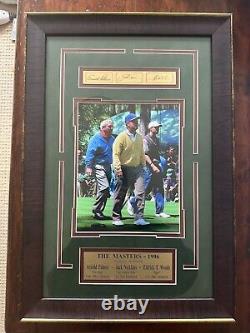 1996 Masters Arnold Palmer, Jack Nicklaus, Tiger Woods Signed Framed Picture