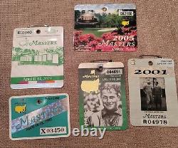 1997 2001 2002 2005 2019 Tiger Woods Masters Golf Badge Collection