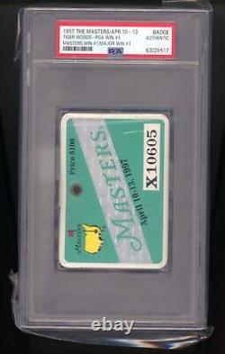 1997 Masters Badge PSA Slabbed Tiger Woods 1st Masters Win 2x Authentic Ticket