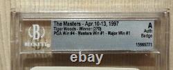 1997 Masters Badge Ticket & Monday Practice Round Tiger Woods Beckett Slabbed