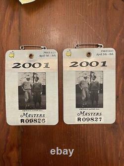 2001 2 Masters Badges Tiger Woods