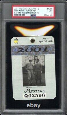 2001 Masters Badge PSA 9 Slabbed Tiger Woods Masters PGA Major Win Ticket Stub