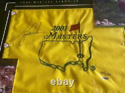 2001 Official Masters Augusta Framed Pin Flag Tiger Woods Autographed