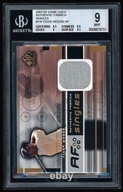 2003 Sp Game Used #af-tw Tiger Woods Authentic Fabrics Singles Sp Bgs 9 Mint