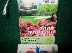2005 MASTERS 4/6 Practice Round Ticket withGroupings/Time Sheet/Course Map Woods