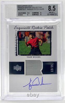 2013 UD TIGER WOODS Master Collection EXQUISITE ROOKIE PATCH AUTO 12/25 BGS 8.5