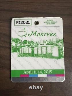 2019 MASTERS GOLF AUGUSTA NATIONAL BADGE TICKET TIGER WOODS 5th WIN RARE PGA