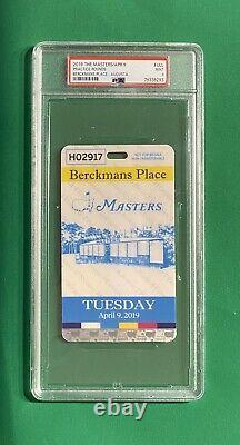 2019 Masters Augusta National GC Tuesday BERCKMANS PLACE Badge PSA 9 Tiger Woods