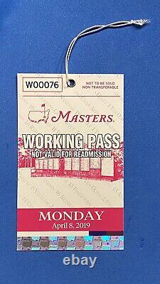 2019 Masters Augusta National Golf Monday WORKING PASS Ticket Badge Tiger Woods