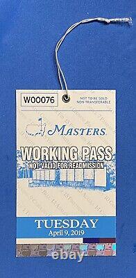 2019 Masters Augusta National Golf Tuesday WORKING PASS Ticket Badge Tiger Woods