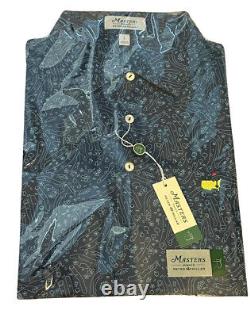 2023 Masters Peter Millar NAVY BLUE AUGUSTA NATIONAL COURSE MAP POLO Mens L