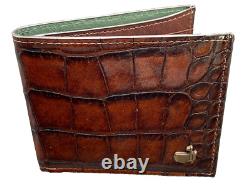 2024 Masters Billfold Wallet Brown Alligator Leather Embossed Gold Logo