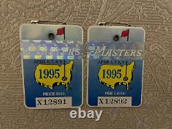 2 1995 Masters Badge Ticket Augusta National Golf Pga Tiger Woods 1st As Amateur