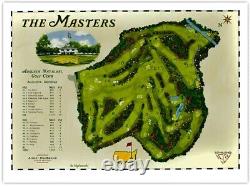 New Masters Tournament Course Map 18 x 24 Print Augusta National Golf Club