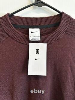 Nike Golf Tiger Woods Masters Knit Wool Sweater CU9782 652 Burgundy Crush Sz SM