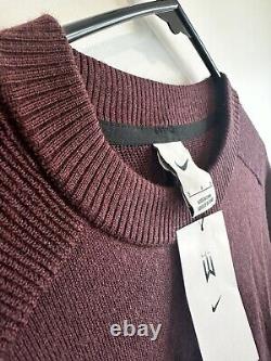 Nike Golf Tiger Woods Masters Knit Wool Sweater CU9782 652 Burgundy Crush Sz SM