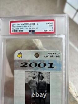 Rare 2001 Masters Badge Ticket Golf Pga Tiger Woods Wins! Psa 9 Mint