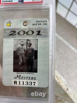 Rare 2001 Masters Badge Ticket Golf Pga Tiger Woods Wins! Psa 9 Mint