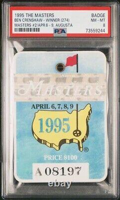 Tiger Woods 1995 Masters Debut Badge Age 19 Augusta Psa 8 Pop 14 1 Higher