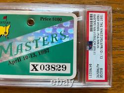 Tiger Woods 1997 Masters Badge PSA/DNA Ticket 1st Masters 1st Major Win PGA