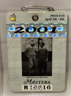 Tiger Woods 2001 Masters Badge Win #2 Major Win #6 PGA Win #27 PSA 8 Ticket Stub