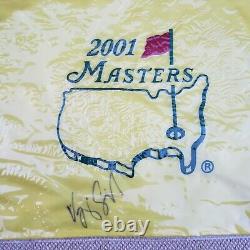 Tiger Woods 2001 Masters Flag Grand Slam (Vijay Singh Signed Autograph) Genuine