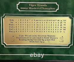 Tiger Woods 2002 Masters 8x10 professionally framed with engraved scorecard