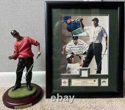 Tiger Woods 2002 Upper Deck Auth (UDA) Worn Shirt Plaque & Masters Figure