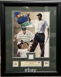 Tiger Woods 2002 Upper Deck Auth (UDA) Worn Shirt Plaque & Masters Figure