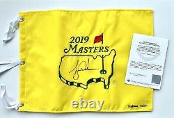 Tiger Woods Autographed 2019 Masters Pin Flag signed LE #725 Upper Deck UDA COA