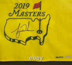 Tiger Woods Autographed 2019 The Masters Framed Official Pin Flag UDA LE 1000