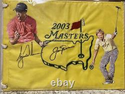 Tiger Woods Jack Nicklaus Autographed Masters Hand Painted Flag PSA/DNA Not UDA