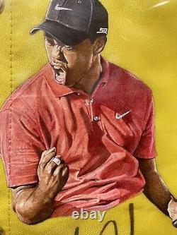 Tiger Woods Jack Nicklaus Autographed Masters Hand Painted Flag PSA/DNA Not UDA