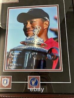 Tiger Woods Picture Framed And Matted With Pga Pins From The Mayjor Tournaments