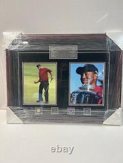 Tiger Woods Picture Framed And Matted With Pga Pins From The Mayjor Tournaments