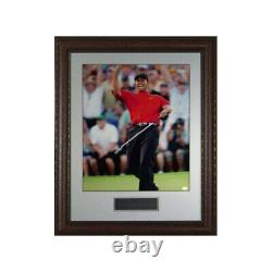 Tiger Woods unsigned 2005 Masters Augusta Fist Pump 11x14 Photo Leather Framed