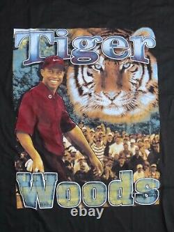 Vintage 90s TIGER WOODS Masters Champion 2XL Shirt RAP TEE BOOTLEG Single Stitch