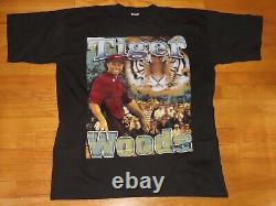 Vintage 90s TIGER WOODS Masters Champion 2XL Shirt RAP TEE BOOTLEG Single Stitch