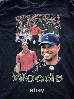 Vintage Tiger Woods Rap tee Men's XLarge Black Golf Masters Champion 90s Shirt